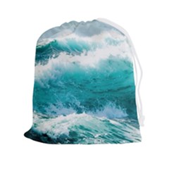 Ai Generated Waves Ocean Sea Tsunami Nautical Blue Sea Drawstring Pouch (2xl) by Cowasu