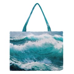 Ai Generated Waves Ocean Sea Tsunami Nautical Blue Sea Medium Tote Bag by Cowasu