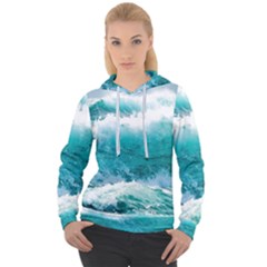 Ai Generated Waves Ocean Sea Tsunami Nautical Blue Sea Women s Overhead Hoodie by Cowasu