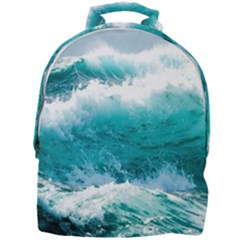 Ai Generated Waves Ocean Sea Tsunami Nautical Blue Sea Mini Full Print Backpack by Cowasu