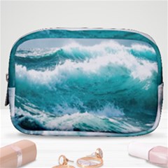 Ai Generated Waves Ocean Sea Tsunami Nautical Blue Sea Make Up Pouch (small) by Cowasu