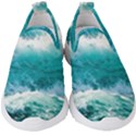 Ai Generated Waves Ocean Sea Tsunami Nautical Blue Sea Kids  Slip On Sneakers View1