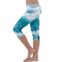 Ai Generated Waves Ocean Sea Tsunami Nautical Blue Sea Kids  Lightweight Velour Capri Leggings  View2