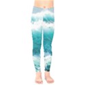 Ai Generated Waves Ocean Sea Tsunami Nautical Blue Sea Kids  Classic Winter Leggings View1