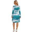 Ai Generated Waves Ocean Sea Tsunami Nautical Blue Sea Long Sleeve Dress With Pocket View4