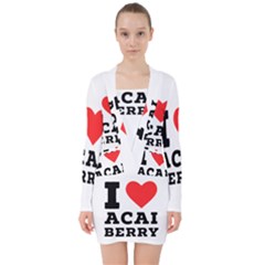 I Love Acai Berry V-neck Bodycon Long Sleeve Dress by ilovewhateva