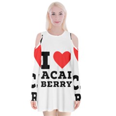 I Love Acai Berry Velvet Long Sleeve Shoulder Cutout Dress by ilovewhateva