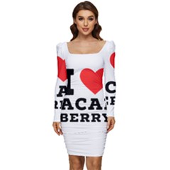 I Love Acai Berry Women Long Sleeve Ruched Stretch Jersey Dress by ilovewhateva