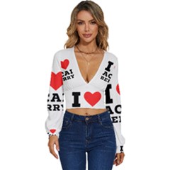 I Love Acai Berry Long Sleeve Deep-v Velour Top by ilovewhateva