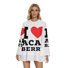 I Love Acai Berry Round Neck Long Sleeve Bohemian Style Chiffon Mini Dress by ilovewhateva