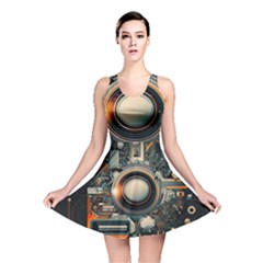 Illustrations Technology Robot Internet Processor Reversible Skater Dress by Cowasu