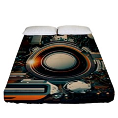 Illustrations Technology Robot Internet Processor Fitted Sheet (california King Size) by Cowasu