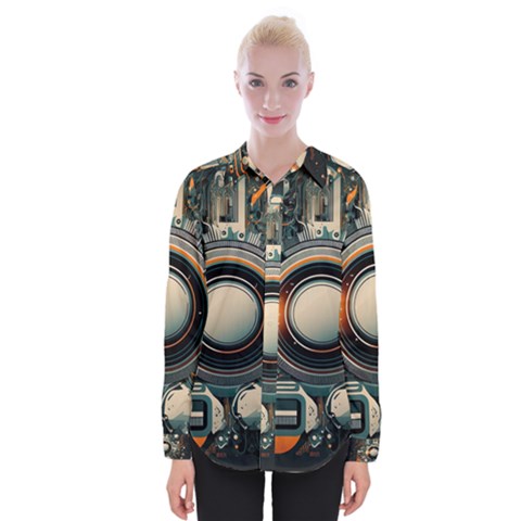 Illustrations Technology Robot Internet Processor Womens Long Sleeve Shirt by Cowasu