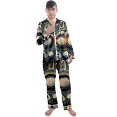 Illustrations Technology Robot Internet Processor Men s Long Sleeve Satin Pajamas Set by Cowasu