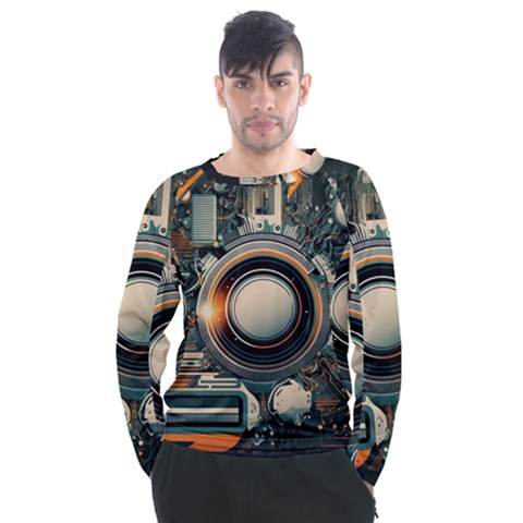 Illustrations Technology Robot Internet Processor Men s Long Sleeve Raglan Tee by Cowasu