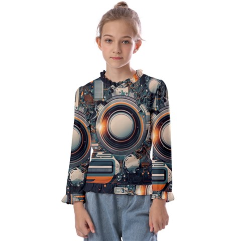 Illustrations Technology Robot Internet Processor Kids  Frill Detail Tee by Cowasu