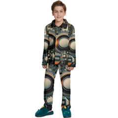 Illustrations Technology Robot Internet Processor Kids  Long Sleeve Velvet Pajamas Set by Cowasu