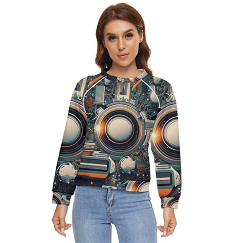 Illustrations Technology Robot Internet Processor Women s Long Sleeve Raglan Tee by Cowasu