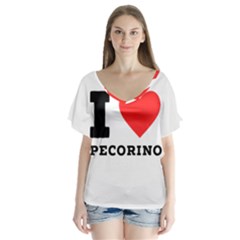 I Love Pecorino  V-neck Flutter Sleeve Top by ilovewhateva