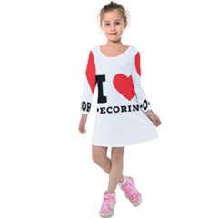 I Love Pecorino  Kids  Long Sleeve Velvet Dress by ilovewhateva