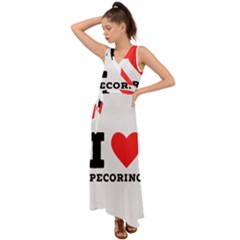 I Love Pecorino  V-neck Chiffon Maxi Dress by ilovewhateva