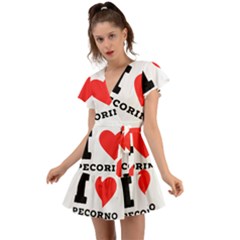 I Love Pecorino  Flutter Sleeve Wrap Dress by ilovewhateva