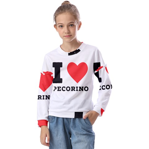 I Love Pecorino  Kids  Long Sleeve Tee With Frill  by ilovewhateva