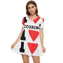 I Love Pecorino  Tiered Short Sleeve Babydoll Dress by ilovewhateva