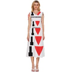 I Love Pecorino  V-neck Drawstring Shoulder Sleeveless Maxi Dress by ilovewhateva