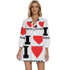 I Love Pecorino  V-neck Placket Mini Dress by ilovewhateva