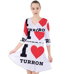 I Love Turron  Quarter Sleeve Front Wrap Dress by ilovewhateva