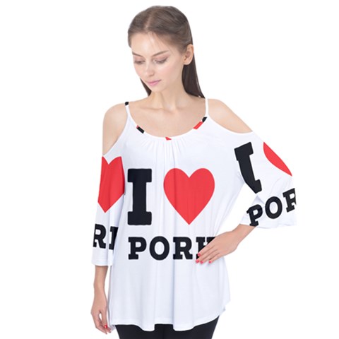 I Love Pork  Flutter Sleeve Tee  by ilovewhateva