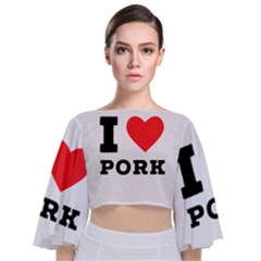 I Love Pork  Tie Back Butterfly Sleeve Chiffon Top by ilovewhateva