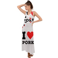 I Love Pork  V-neck Chiffon Maxi Dress by ilovewhateva