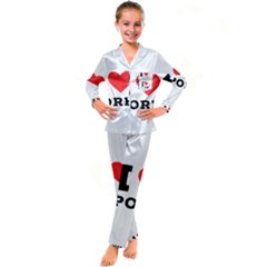 I Love Pork  Kids  Satin Long Sleeve Pajamas Set by ilovewhateva