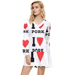 I Love Pork  Tiered Long Sleeve Mini Dress by ilovewhateva