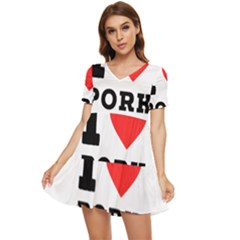 I Love Pork  Tiered Short Sleeve Babydoll Dress by ilovewhateva