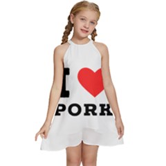 I Love Pork  Kids  Halter Collar Waist Tie Chiffon Dress by ilovewhateva