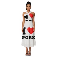 I Love Pork  Sleeveless Cross Front Cocktail Midi Chiffon Dress by ilovewhateva