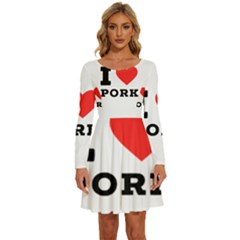 I Love Pork  Long Sleeve Wide Neck Velvet Dress by ilovewhateva