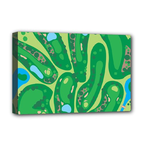 Golf Course Par Golf Course Green Deluxe Canvas 18  X 12  (stretched) by Cowasu