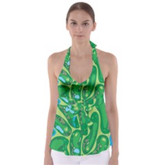 Golf Course Par Golf Course Green Babydoll Tankini Top by Cowasu