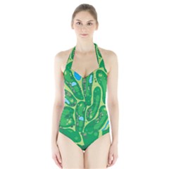 Golf Course Par Golf Course Green Halter Swimsuit by Cowasu