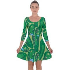 Golf Course Par Golf Course Green Quarter Sleeve Skater Dress by Cowasu