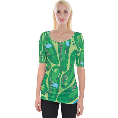 Golf Course Par Golf Course Green Wide Neckline Tee by Cowasu