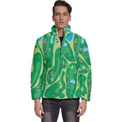 Golf Course Par Golf Course Green Men s Puffer Bubble Jacket Coat by Cowasu