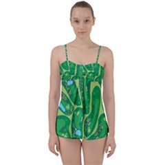 Golf Course Par Golf Course Green Babydoll Tankini Set by Cowasu