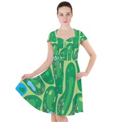 Golf Course Par Golf Course Green Cap Sleeve Midi Dress by Cowasu