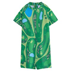 Golf Course Par Golf Course Green Kids  Boyleg Half Suit Swimwear by Cowasu