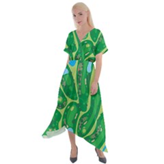 Golf Course Par Golf Course Green Cross Front Sharkbite Hem Maxi Dress by Cowasu